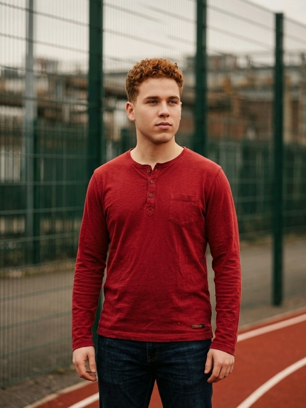 Diesel Men's Deep Red Long-Sleeve Henley